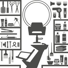 Hair styling salon silhouette icons set
