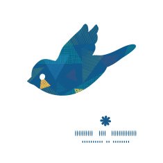 Vector abstract fabric triangles bird silhouette pattern frame