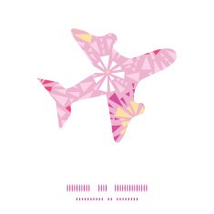 Vector pink abstract triangles airplane silhouette pattern frame
