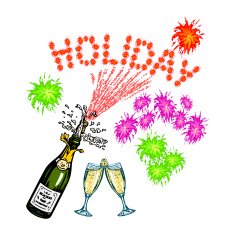 bottle of champagne and glass holiday inscription-firework N3