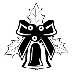 Christmas bell with a bow and holly