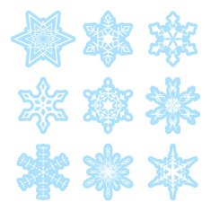 blue and white snowflakes - vector set