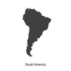 Black map of south america for your design N2