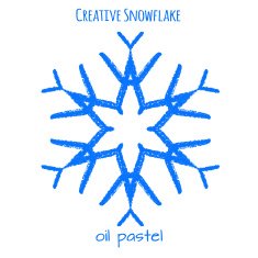 Snowflake hand drawn with oil pastels N3
