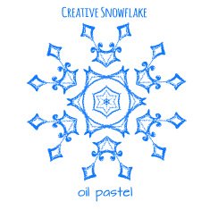 Snowflake hand drawn with oil pastels N7