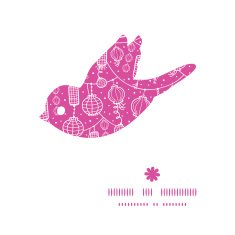 Vector holiday lanterns line art bird silhouette pattern frame