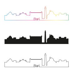 Bari skyline linear style with rainbow