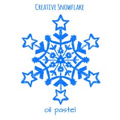 Snowflake hand drawn with oil pastels N10