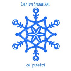 Snowflake hand drawn with oil pastels N12