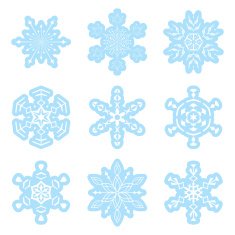 set - blue and white snowflakes vector