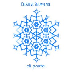 Snowflake hand drawn with oil pastels N16