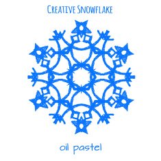 Snowflake hand drawn with oil pastels N17