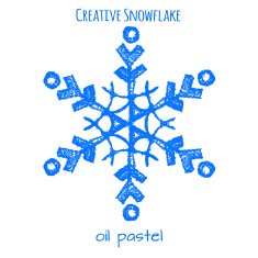 Snowflake hand drawn with oil pastels N18