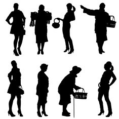 Vector silhouette of women N140