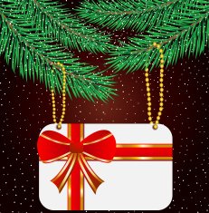 greeting-card with red bow hang on branch N2