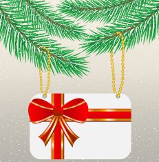 greeting-card with red bow hang on branch N4