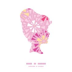 Vector pink abstract triangles girl portrait silhouette pattern frame