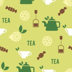 Tea Time Concept in Seamless Pattern