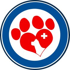 Veterinary Love Paw Blue Circle With Dog Head And Cross