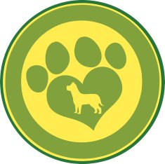 Love Paw Green Circle Banner Design With Dog Silhouette
