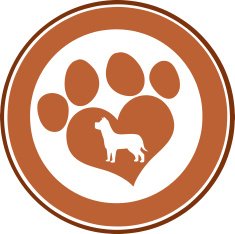 Love Paw Print Brown Circle Banner Design With Dog Silhouette