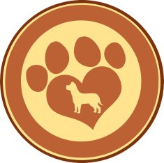Love Paw Brown Circle Banner Design With Dog Silhouette