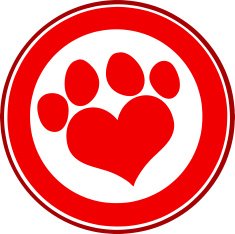 Love Paw Print Red Circle Banner Design