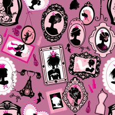 Seamless pattern with glamour girl portraits N2