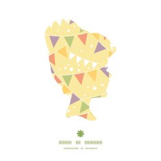 Vector party decorations bunting girl portrait silhouette pattern frame N2