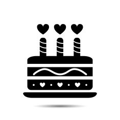 Valentine cake with candles icon