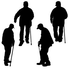 Vector silhouette of an old man