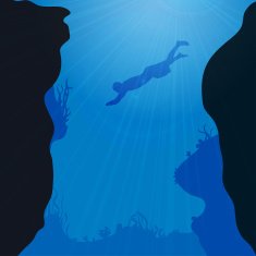 Vector silhouette of divers