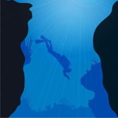 Vector silhouette of divers N3