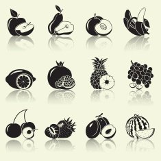 fruits and berries silhouettes