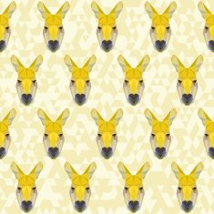 Yellow colored abstract polygonal kangaroo pattern background