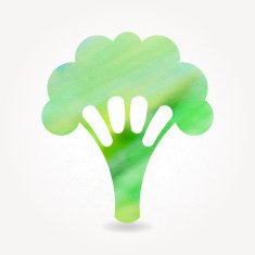 Green watercolor broccoli icon