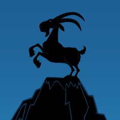 Black Ram Silhouette on a Mountain With Background