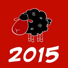Happy New Year 2015 Design Card With Black Sheep