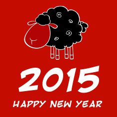 Happy New Year 2015! Design Card With Black Sheep