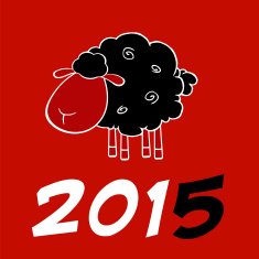 New Year 2015 Design Card With Black Sheep And Number