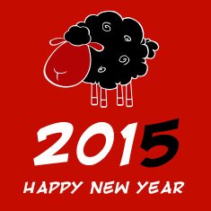 Happy New Year Design Card With Black Sheep And Number