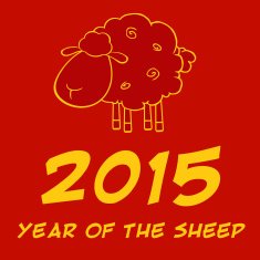 Year Of The Sheep 2015! Design Card With Yellow Numbers