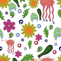 seamless pattern with fantastic flowers and leaves