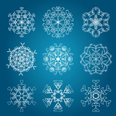 Snowflake icon Winter theme snowflakes of different shapes N19