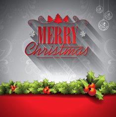 Holiday illustration on a Christmas theme with typographic elements
