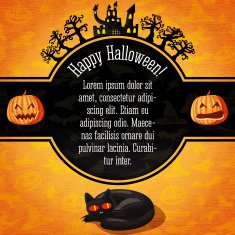 Happy halloween banner with greetings and sample text Spooky trees