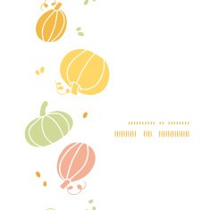 Vector thanksgiving colorful pumpkins silhouettes vertical border seamless pattern background
