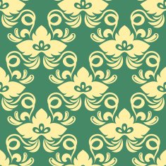 Yellow on green seamless floral pattern