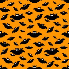 halloween pattern with bats over orange background