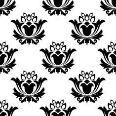 seamless black and white floral pattern N10